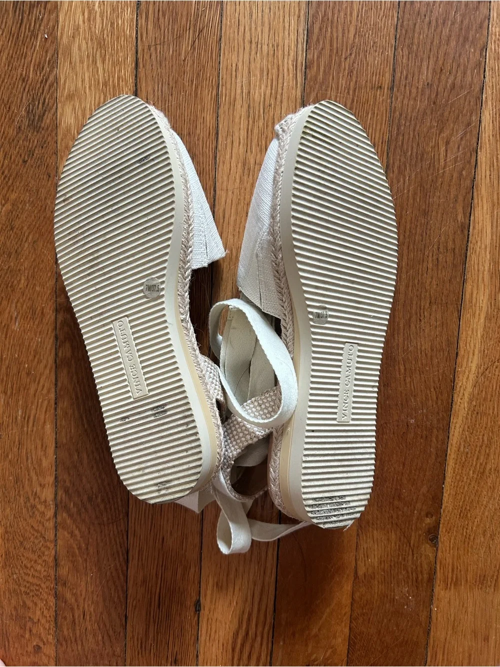 Vince Camuto Cream Espadrille Lace-Up Flats
